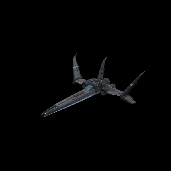 Fighter turntable showing the readable low-poly ship silhouette