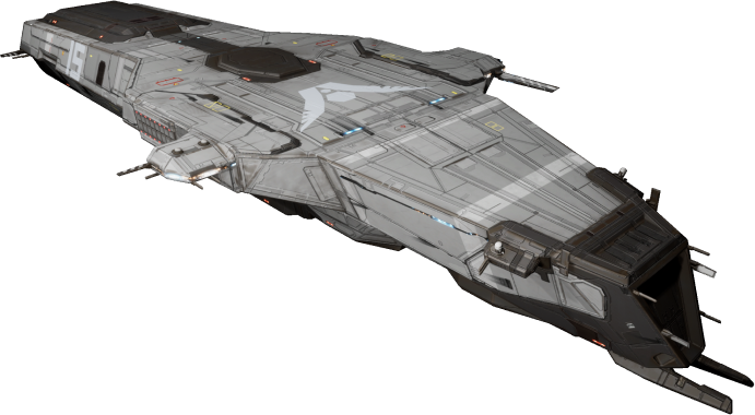 Official Homeworld 3 capital ship render with a clear travel axis and broad hull planes